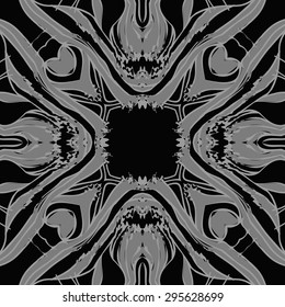 Circular seamless  pattern of striped motif, doodles, spots, stripes, waves, copy space. Hand drawn.