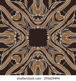 Circular seamless  pattern of striped motif, doodles, spots, stripes, waves, copy space. Hand drawn.