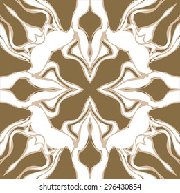 Circular seamless  pattern of striped motif, spots, stripes, waves. Hand drawn.