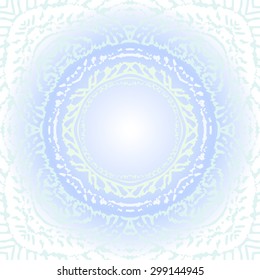 Circular seamless  pattern of striped motif, stripes, waves, copy space. Hand drawn.
