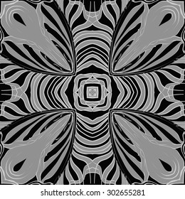 Circular  seamless pattern of striped  motif, stripes, star, spots,  cross. Hand drawn.
