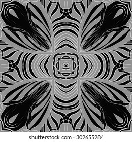 Circular  seamless pattern of striped  motif, stripes, star, spots,  cross. Hand drawn.