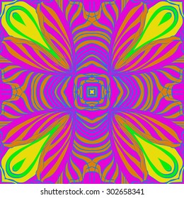 Circular  seamless pattern of striped  motif, stripes, star, spots,  cross. Hand drawn.