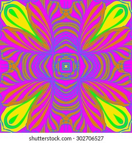 Circular  seamless pattern of striped  motif, stripes, star, spots,  cross. Hand drawn.