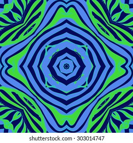 Circular  seamless pattern of striped  motif, stripes, stars, spots. Hand drawn.