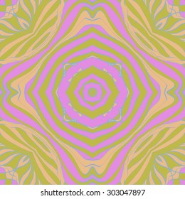 Circular  seamless pattern of striped  motif, stripes, stars, spots. Hand drawn.