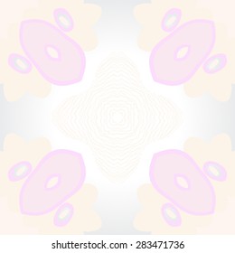 Circular  seamless pattern of stylized flowers, ellipses, stars. Hand drawn.