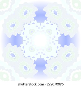 Circular seamless  pattern of stylized flowers, spots, waves, ellipses. Hand drawn.