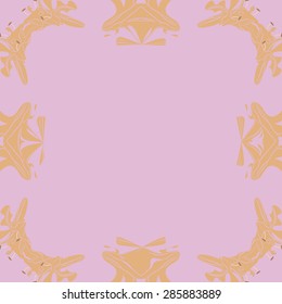 Circular  seamless pattern of stylized flower,stamens, stripes, spots,hole, copy space. Hand drawn.