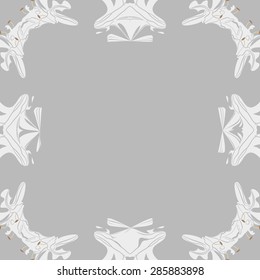 Circular  seamless pattern of stylized flower,stamens, stripes, spots,hole, copy space. Hand drawn.