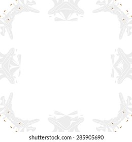 Circular  seamless pattern of stylized flower,stamens, stripes, spots,hole, copy space. Hand drawn.