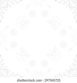 Circular seamless  pattern of winter motif, snowflakes ,stars, spot,wave, copy space. Handmade.