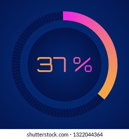 Circular sector percentage diagrams from 0 to 100 - indicator with gradient from hot pink to orange. Vector Colorful pie charts   Business infographics. Loading and buffering percentage icon set.