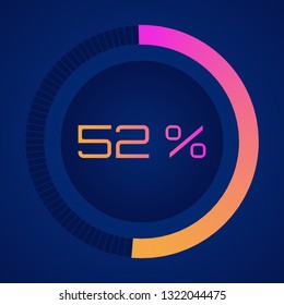 Circular sector percentage diagrams from 0 to 100 - indicator with gradient from hot pink to orange. Vector Colorful pie charts   Business infographics. Loading and buffering percentage icon set.