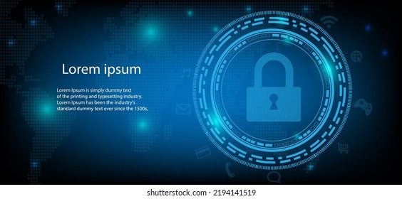 circular security Electronic lock for safety with  hologram vector concept for future technology element background business screen