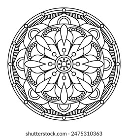 circular shape attractive mandala design for coloring book, tattoo design, wall art, simple mandala art
