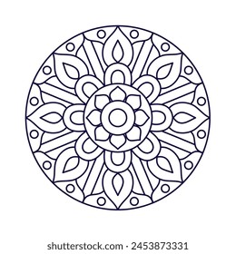 circular shape beautiful mandala design for coloring book, yoga loga
