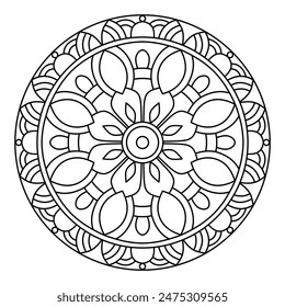 Kreisförmige Form Schönes Mandala Design für Malbuch, Tattoo Design, Wandkunst, einfache Mandala Kunst
