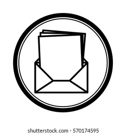 circular shape with Blank paper envelopes opened with multiple sheets