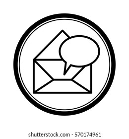 circular shape with blank paper envelopes opened with dialog box