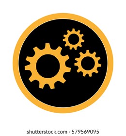 circular shape with color silhouette gear wheel icon