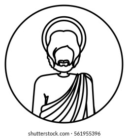 circular shape with contour half body figure human of saint joseph