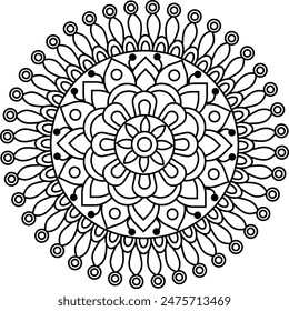 Circular shape easy and beautiful mandala design for coloring book, yoga loga