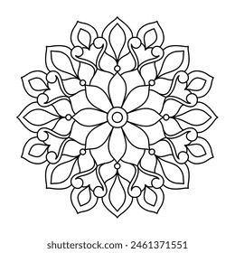 circular shape elegant and attractive mandala design for coloring book, yoga logo design, easy mandala art for henna design
