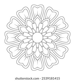 Forma circular mandala elegante y atractiva para colorear libro, archivo de Vector, diseño de tatuaje, arte de la pared, arte de mandala simple, diseño para un Fondo de pantalla Camisa de pintura y azulejo Diseño de etiqueta engomada, archivo de Vector