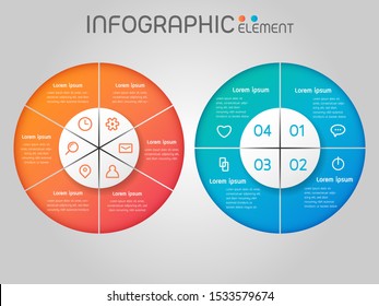 Circular shape elements of graph,diagram with steps,options,processes or workflow.Business data visualization. Creative element infographic template for presentation,vector illustration.