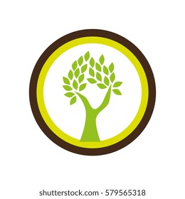 circular shape emblem with abstract tree