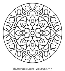 formato circular design de mandala étnica para livro de coloração, tatuagem e design de hena, design de mandala para adultos e crianças livro de coloração
