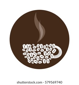 circular shape with grains in form a cup coffee