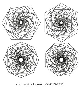 Circular shape with intersecting lines. Vortex, twirl shape. Vector illustration.