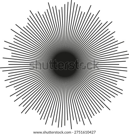 Circular shape with irregular rays radiating outward from the center.