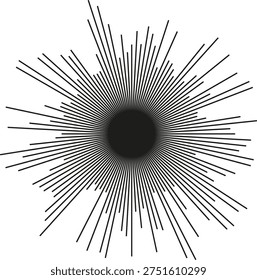 Circular shape with irregular rays of significantly varying lengths radiating outward.