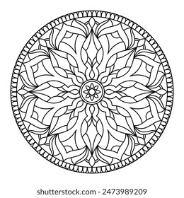 circular shape mandala design for coloring book, tattoo design, wall art, simple mandala art
