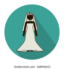 circular shape with pictogram of bride with costumes