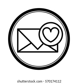 circular shape with silhouette envelope with heart sticker
