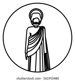 circular shape with silhouette standign saint josepf father
