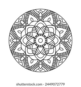 circular shape simple vector mandala design for coloring book, tattoo design, relaxing mandala art for yoga logo
