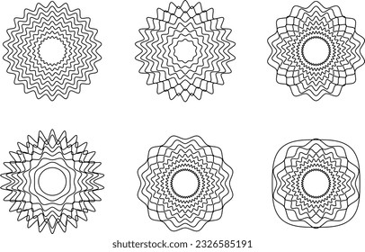 Circular shape with wave and geometric pattern