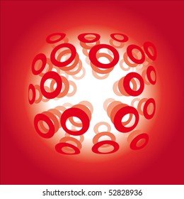 Circular shapes expand from the center, background vector illustration