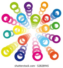 Circular shapes expand from the center, background vector illustration