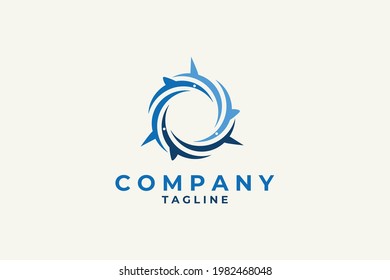 circular shark logo. This logo is suitable for any business.