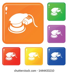 Circular sheet sander icons set collection vector 6 color isolated on white background
