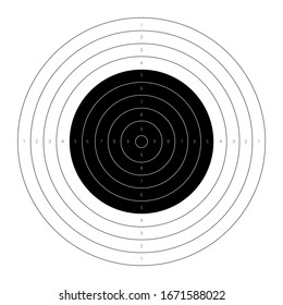 Circular shooting target with a marked bullseye for firing practice on a range