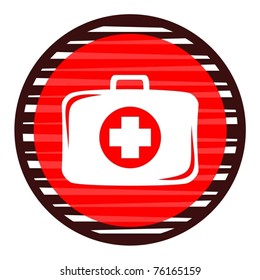 Circular sign with a picture of a medical bag