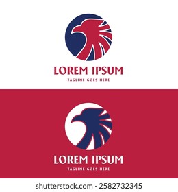 Circular Simple Minimalist American Eagle Hawk Falcon Head Logo Design Vector