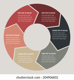 Circular Six step Info graphic for business project or presentation